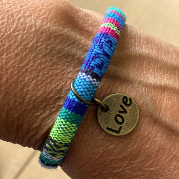 TRIBAL-BOHO Fabric Cord Bracelet in Teal - Picture 5 of 8